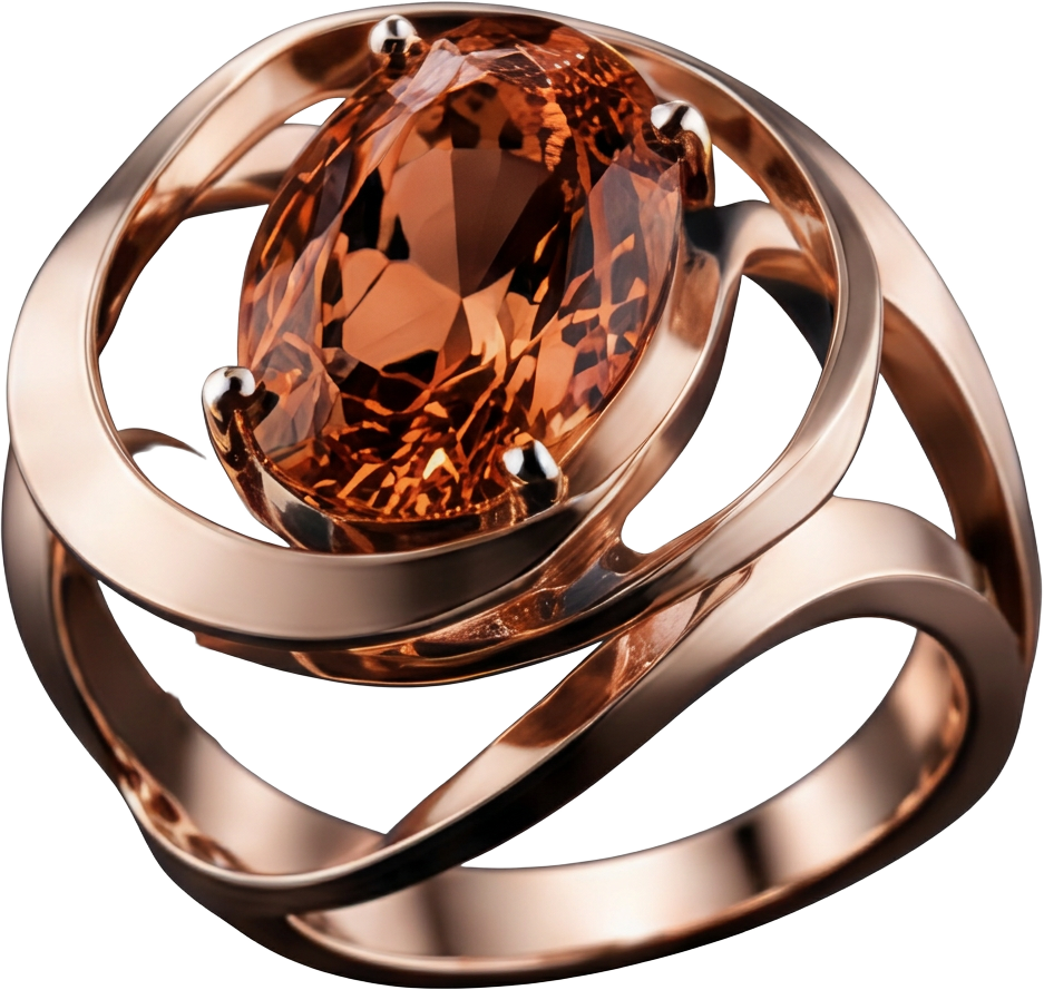 Rose gold ring with orange gemstone